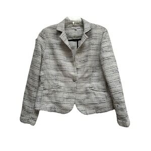 Cabi Tweed Blazer Jacket Woman 10 White Black Career Business‎ Office Classic